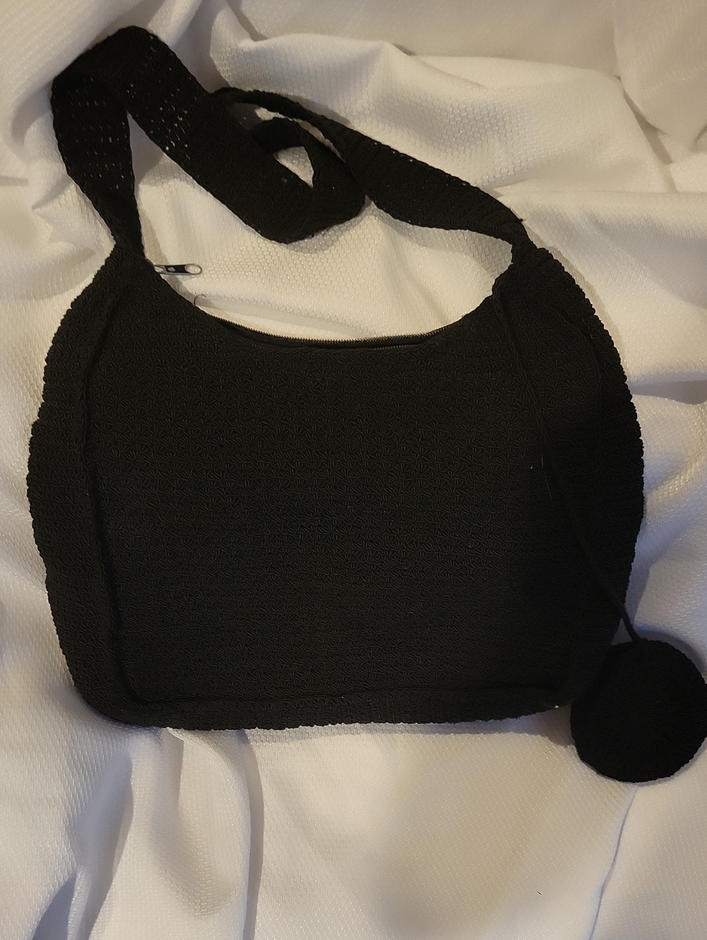 Black Knit Shoulder Bag - Women's With Bonus The Sak Woven Wristlette